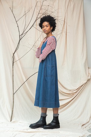 Nandina-Leigh Organic Cotton Denim Dress in Mid Blue from Beaumont Organic