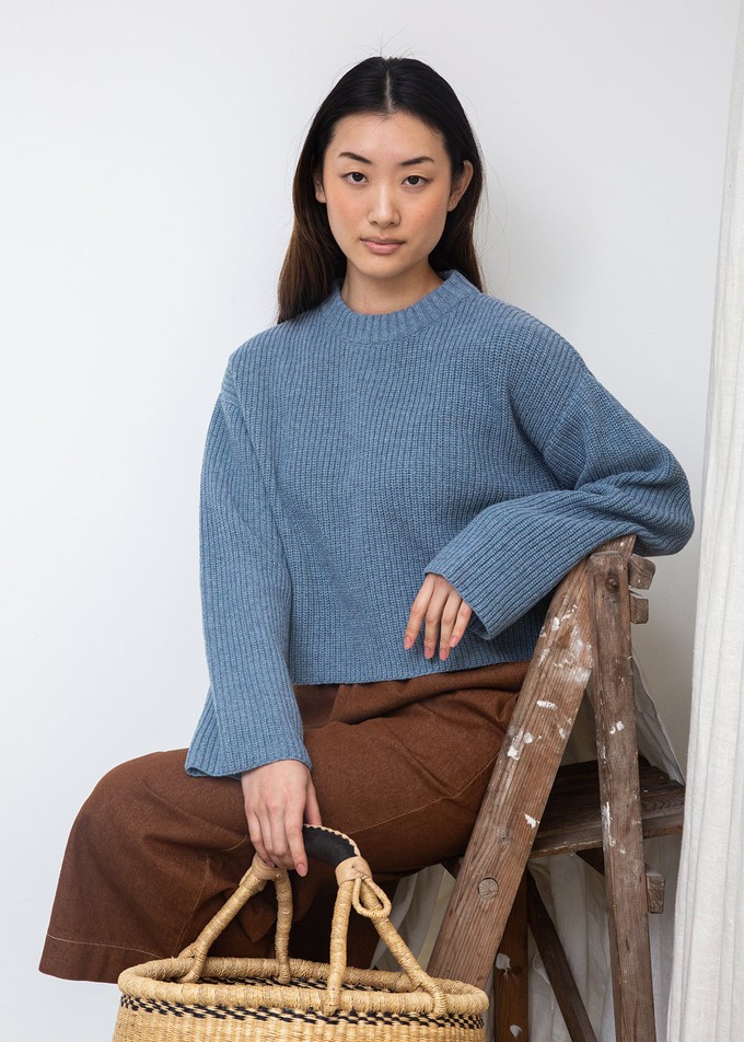 Leo Recycled Wool Knitted Jumper in Sky Blue Marl from Beaumont Organic
