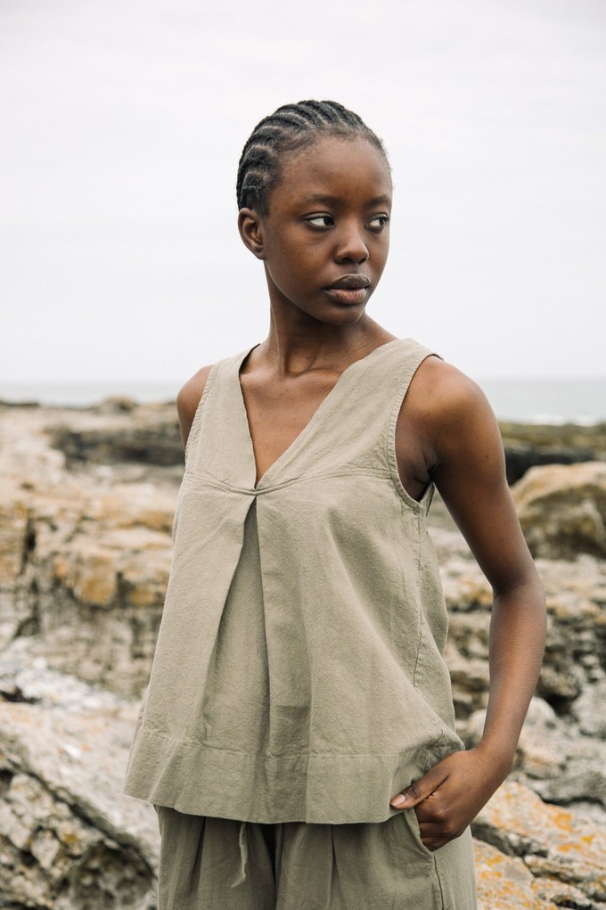 Effi Cotton Linen Vest in Sand S Preloved from Beaumont Organic