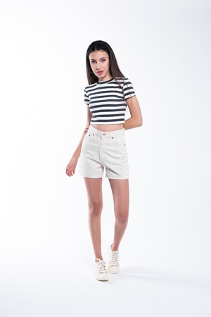 Ribbed Striped Crop T-Shirt from Bee & Alpaca