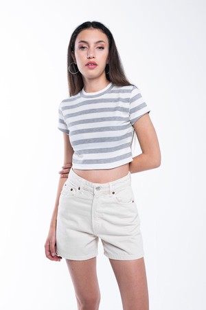 Ribbed Striped Crop T-Shirt from Bee & Alpaca