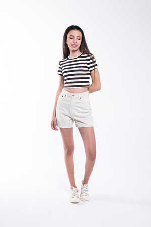 Ribbed Striped Crop T-Shirt from Bee & Alpaca