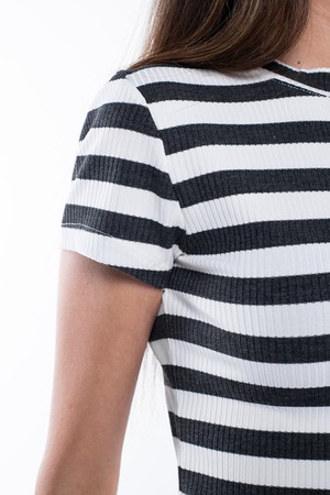 Ribbed Striped Crop T-Shirt from Bee & Alpaca