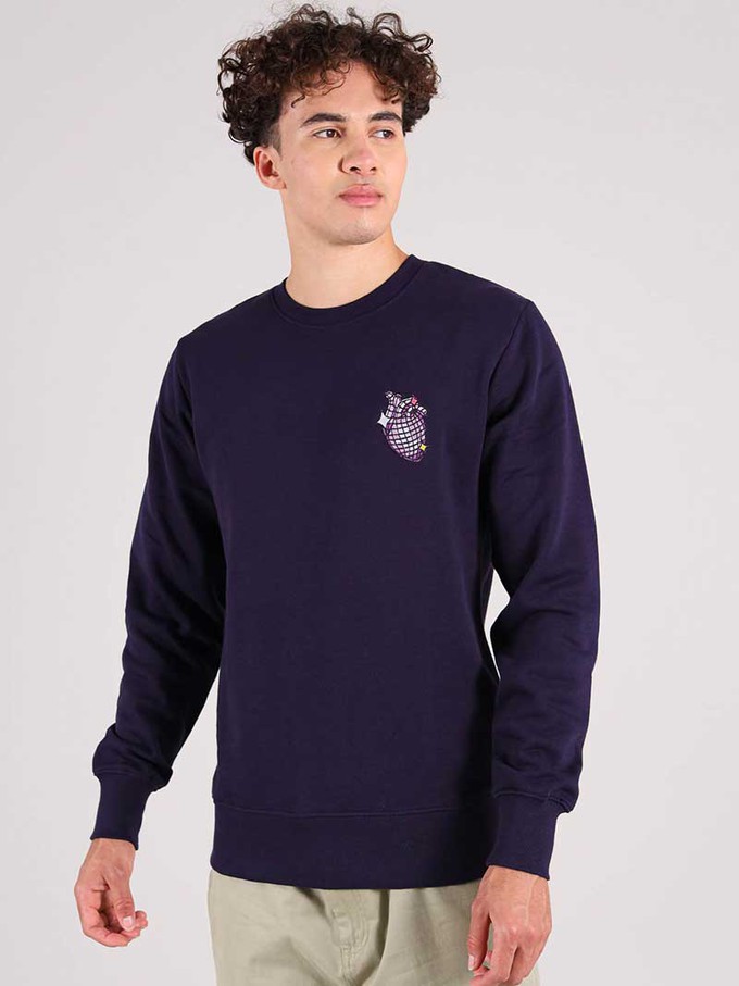 Dazzle Embroidered Mens Sweatshirt, Organic Cotton, in Navy from blondegonerogue