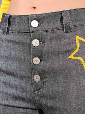 Starstruck Embroidered Skinny Jeans, Upcycled Denim, in Grey from blondegonerogue