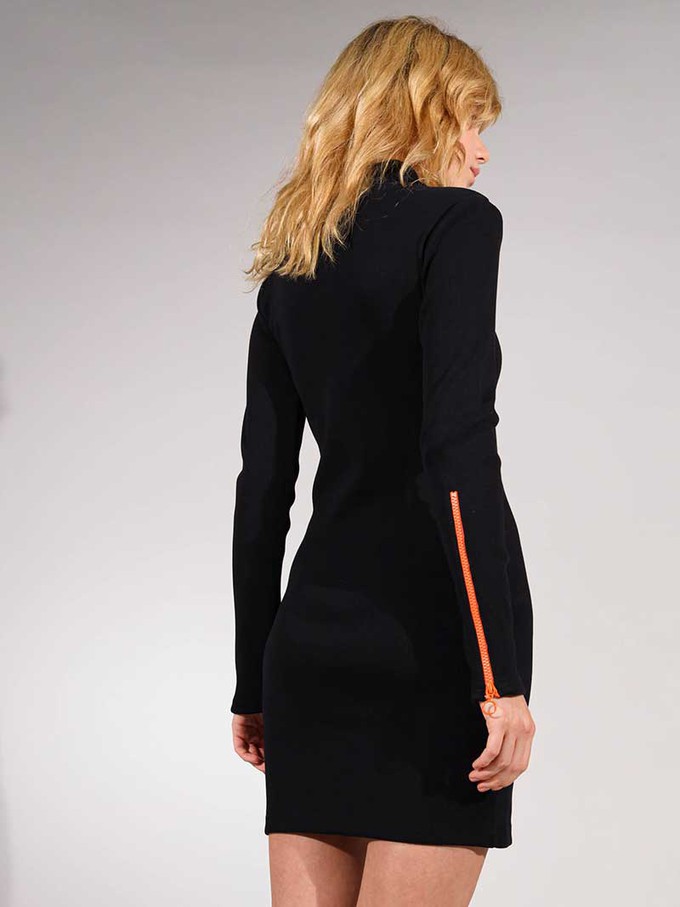Wicked Zipper Turtleneck Mini Dress, BCI Cotton, in Black from blondegonerogue