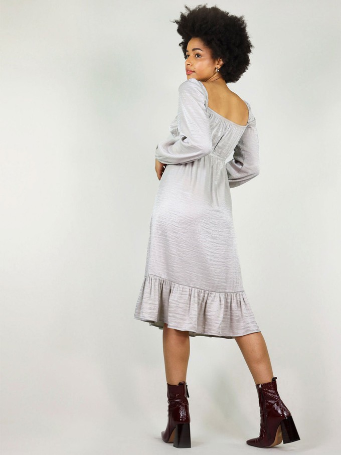 Empire Cut Midi Dress, Upcycled Viscose, in Silver from blondegonerogue
