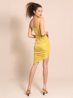 Gathered Cupro Dress, Cupro, in Yellow from blondegonerogue