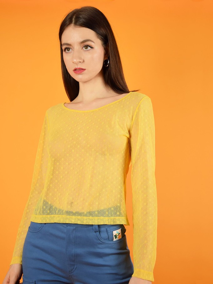 Daisy Lace Top, Upcycled Nylon, in Yellow from blondegonerogue