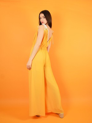 Eternal Summer Jumpsuit, Upcycled Polyester, in Yellow from blondegonerogue