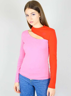 Vanity Slit Top, BCI Cotton, in Pink & Red from blondegonerogue