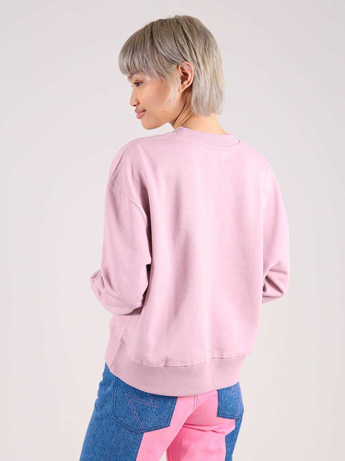 Disco Trip Embroidered Sweatshirt, Organic Cotton, in Ash Pink from blondegonerogue