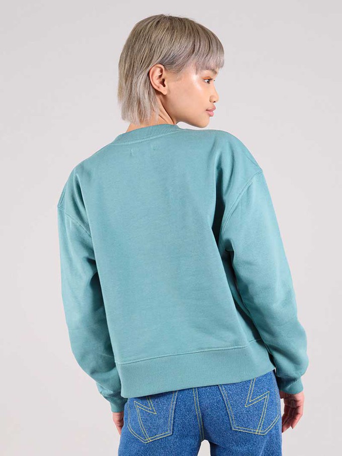 Disco Trip Embroidered Sweatshirt, Organic Cotton, in Turquoise Green from blondegonerogue