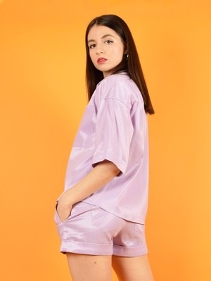 Ocean Drive Boxy Shirt, Upcycled Cotton, in Lilac from blondegonerogue