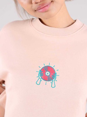 Disco Cult Embroidered Sweatshirt, Organic Cotton, in Pink from blondegonerogue