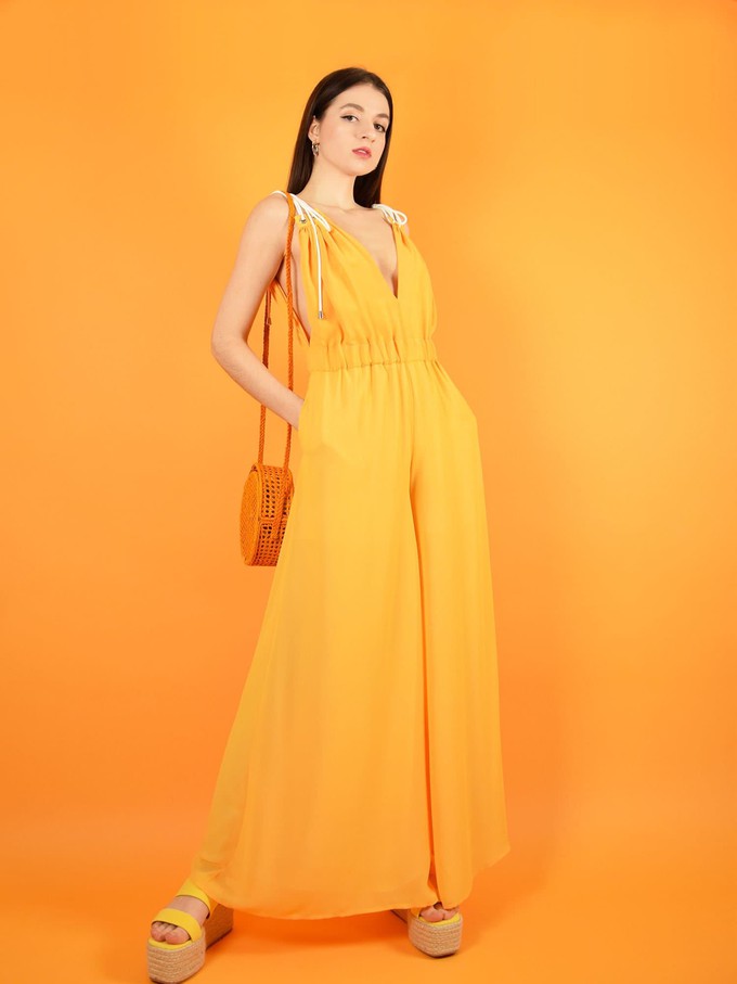 Eternal Summer Jumpsuit, Upcycled Polyester, in Yellow from blondegonerogue