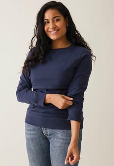 Fleece lined maternity sweatshirt with nursing access - Navy via Boob Design
