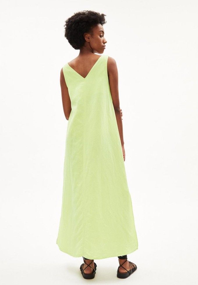 Jornaa lino jurk - light lime from Brand Mission