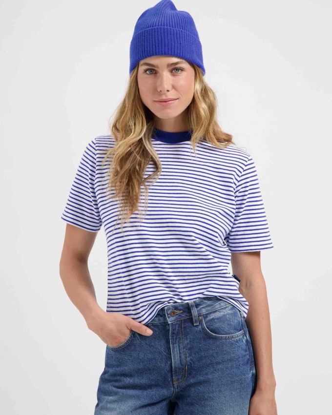 Jill heavy tee - dusk indigo striped from Brand Mission