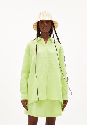 Ealgaa lino blouse - light lime from Brand Mission