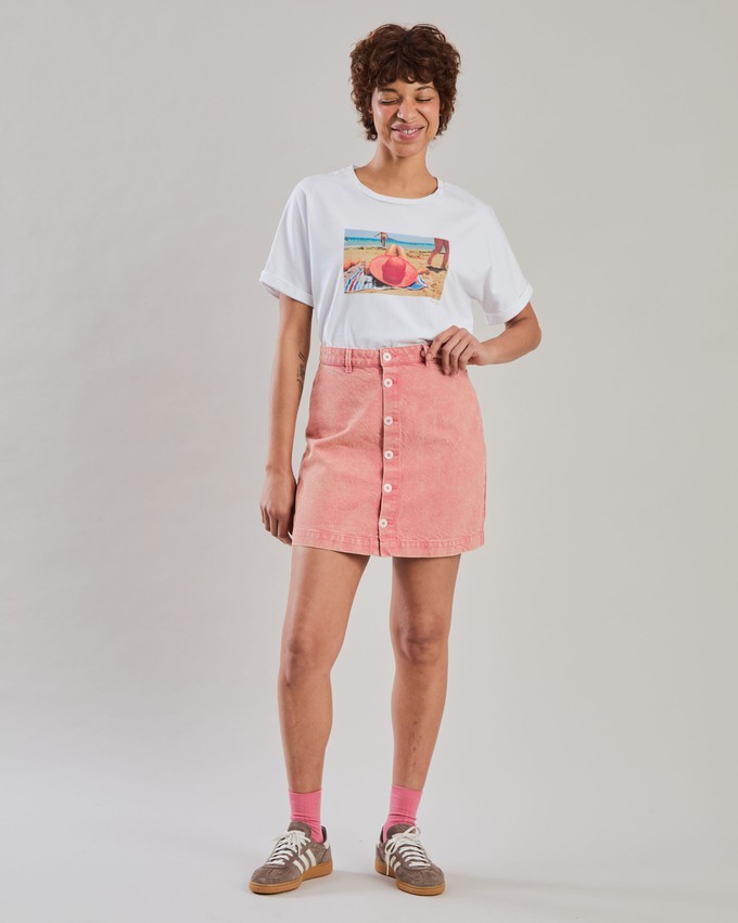 Washed Denim Mini Skirt Pink from Brava Fabrics
