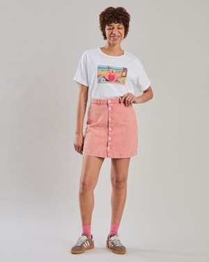 Washed Denim Mini Skirt Pink from Brava Fabrics