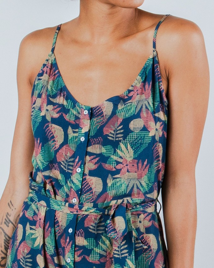 Flower Vichy Strap Dress Navy from Brava Fabrics