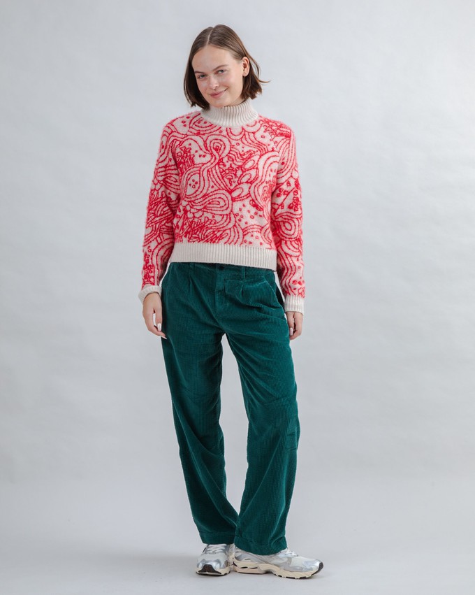 Corduroy Pleated Pants Dark Green from Brava Fabrics
