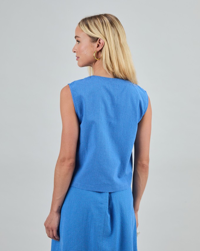 Checks Button Up Blouse Blue from Brava Fabrics