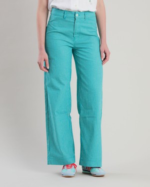 Denim Stripes Straight Leg Pants Green from Brava Fabrics