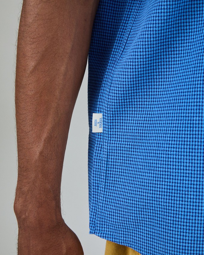 Asis Percales Daisy Checks Boxy Shirt Blue from Brava Fabrics