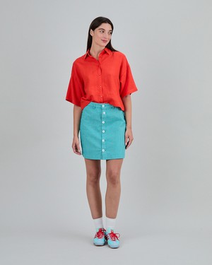 Denim Stripes Mini Skirt Green from Brava Fabrics