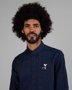Peanuts Snoopy & Woodstock Flannel Shirt Navy from Brava Fabrics