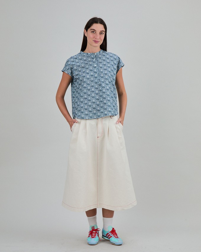Asis Percales Daisy Sleeveless Blouse Blue from Brava Fabrics