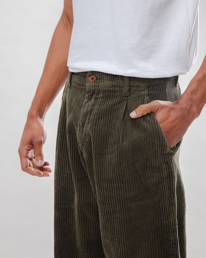 Corduroy Pleated Chino Pants Stone Green from Brava Fabrics Corduroy Pleated Chino Pants Stone Green from Brava Fabrics