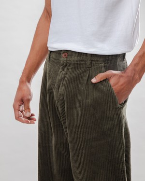 Corduroy Pleated Chino Pants Stone Green from Brava Fabrics Corduroy Pleated Chino Pants Stone Green from Brava Fabrics