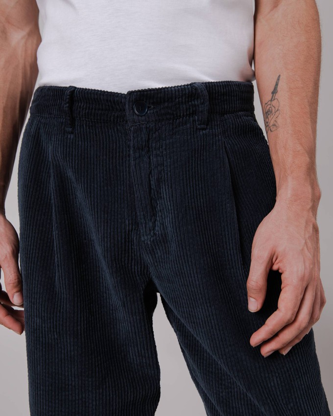 Corduroy Pleated Pants Navy from Brava Fabrics