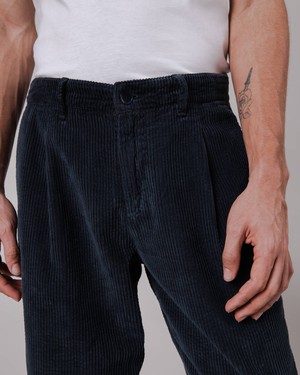 Corduroy Pleated Pants Navy from Brava Fabrics