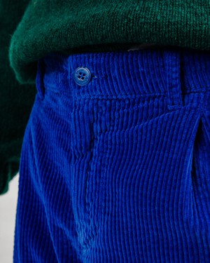 Corduroy Pleated Chino Pants Klein Blue from Brava Fabrics