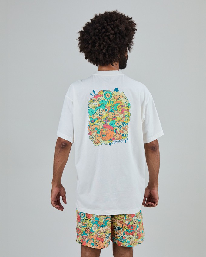Asis Percales Party Animal Oversize T-Shirt White from Brava Fabrics
