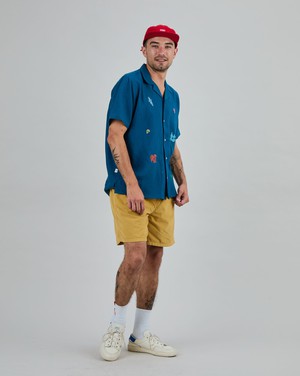 Asis Percales embroidery Aloha Shirt Blue from Brava Fabrics