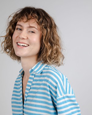Stripes Cropped Blouse Blue from Brava Fabrics