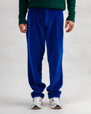 Corduroy Pleated Chino Pants Klein Blue from Brava Fabrics