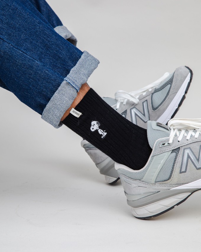 Peanuts Snoopy Ribbed Socks Black from Brava Fabrics