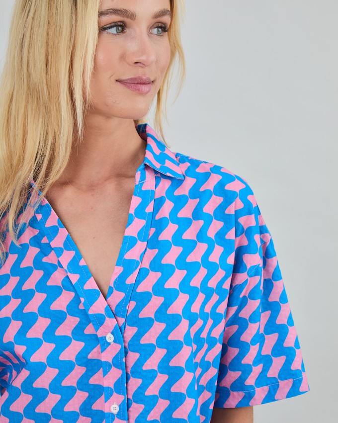 Gum Oversize Cropped Blouse Blue from Brava Fabrics