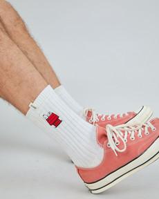 Peanuts Doghouse Socks White via Brava Fabrics