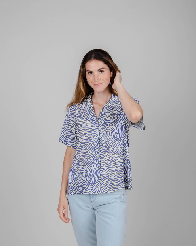 Asis Percales Tiger Aloha Blouse White from Brava Fabrics