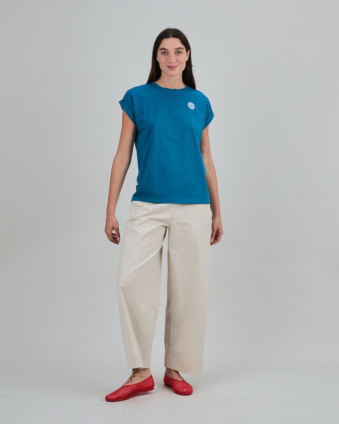 Asis Percales Daisy Scoop Tee Blue from Brava Fabrics