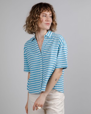 Stripes Cropped Blouse Blue from Brava Fabrics