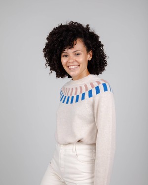 Cube Jacquard Sweater Ecru from Brava Fabrics